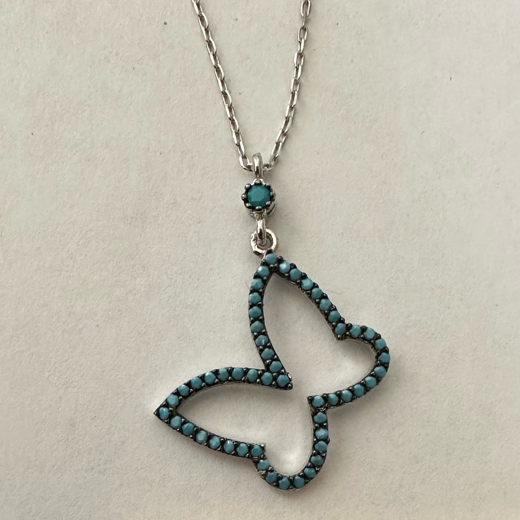 925 Silver Turquoise Butterfly Necklace